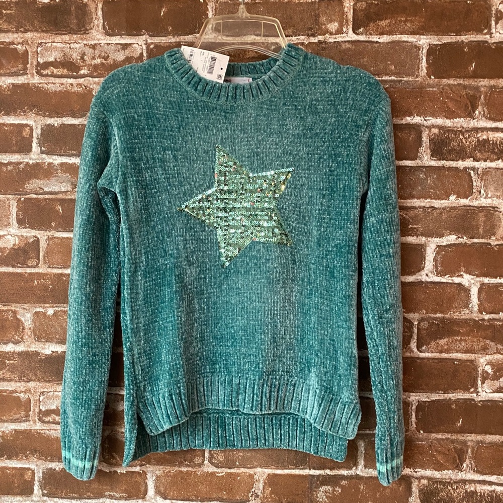 NWT girls Sweater green sequin star Epic Threads L